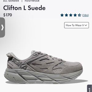 Hoka Clifton L Limestone Gray Suede Sneakers